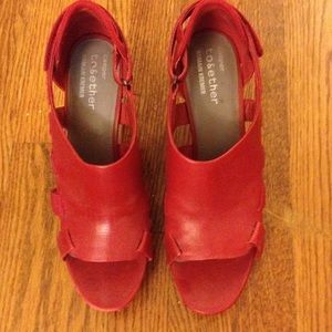 Camper Red Leather Sandals